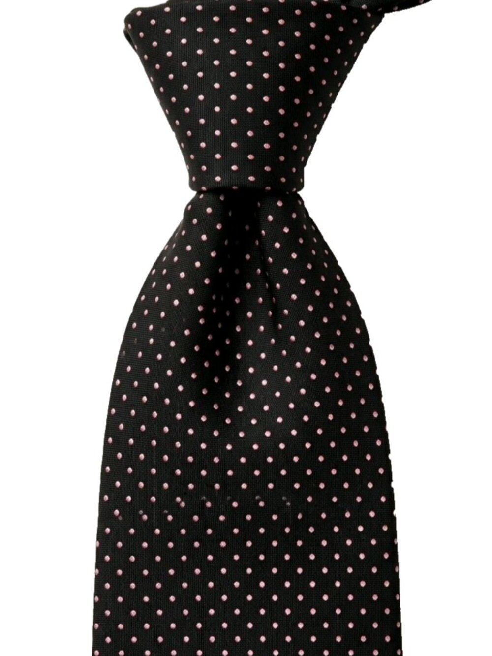 DIEU Italian Silk Tie Handmade in Italy Vtg 1980s Skinny Black Pink Pindot Gala